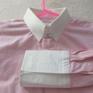 Master & Company Dress Shirt Mens Pink French Cuff Herringbone Cotton